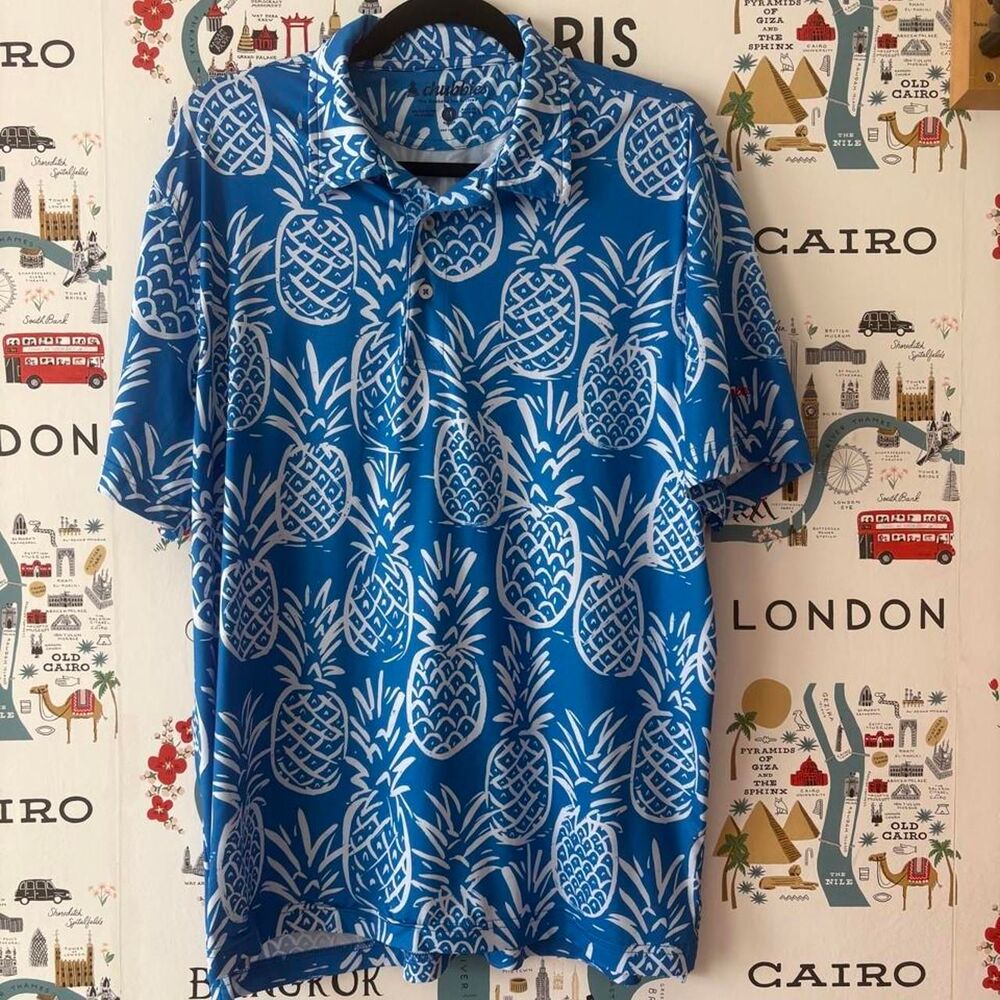 Chubbie's Blue Pineapple Performance Polo
